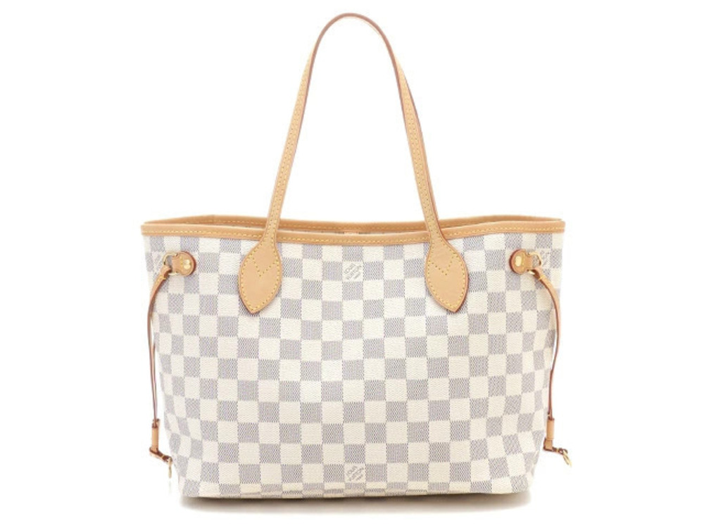 LOUIS VUITTON Azur White Neverfull Tote Bag